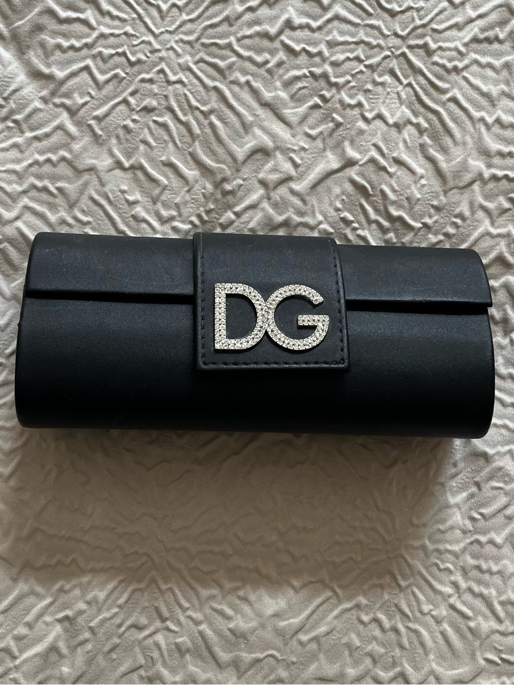 Dolce & Gabbana Black Sunglass Case with Crystal DG Logo